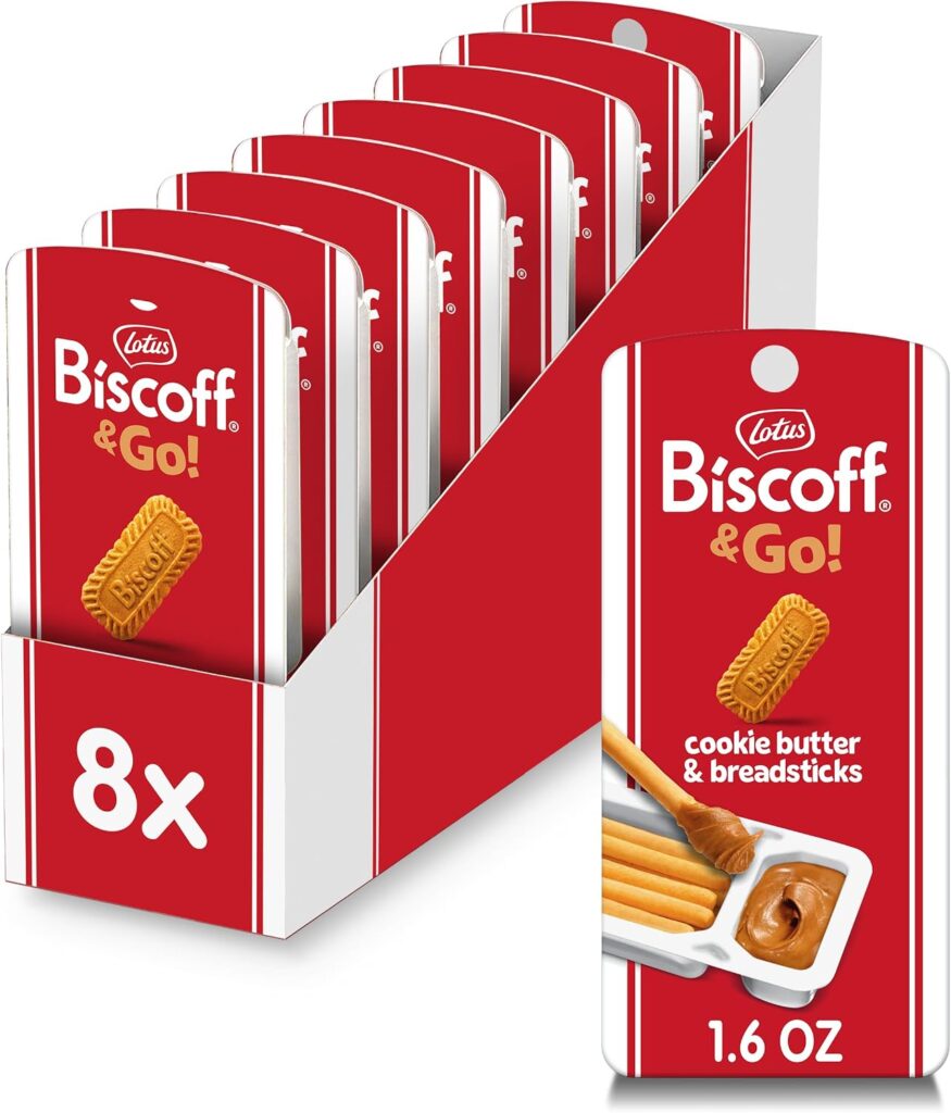 Lotus Biscoff & Go Sweet spread & breadstick Snack 8x45g, vegan | Sweet spread dip with breadsticks – vegan, no added colours or flavors, convenient on-the-go snack packs – 360g