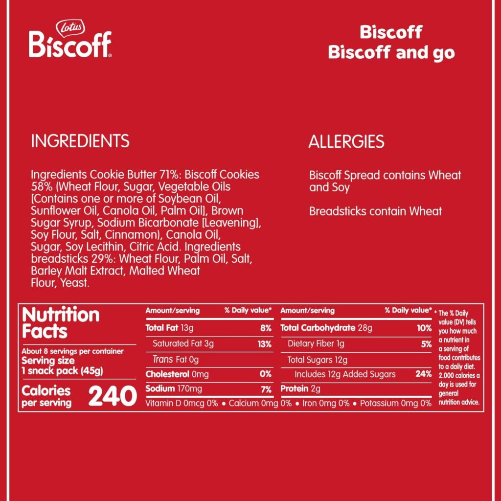 Lotus Biscoff & Go Sweet spread & breadstick Snack 8x45g, vegan | Sweet spread dip with breadsticks – vegan, no added colours or flavors, convenient on-the-go snack packs – 360g